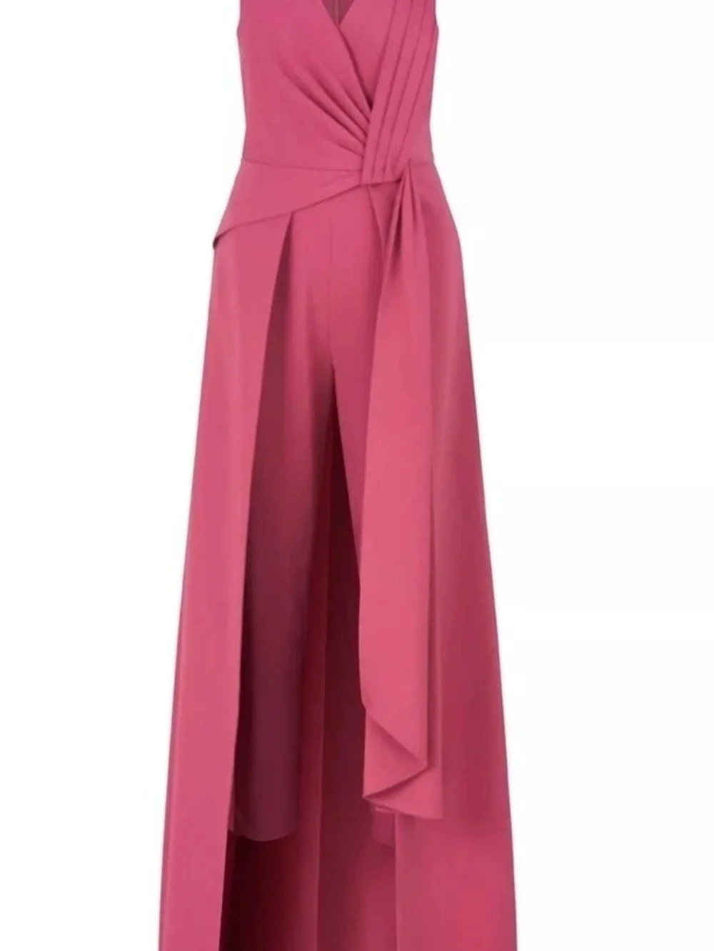 Sleeveless Rose Pink Wrap-Front Midi Dress - Picture 5 of 6